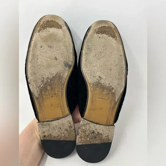 Gucci Princetown GG Monogram Embossed Black Velvet Horse Bit 6 Men / 8 Women - Picture 3 of 8